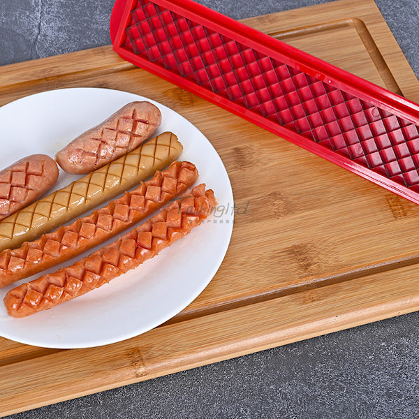 Hot Dog ter Skivningsverktyg för BBQ Bärbar korvskärare Kitch - high quality Red