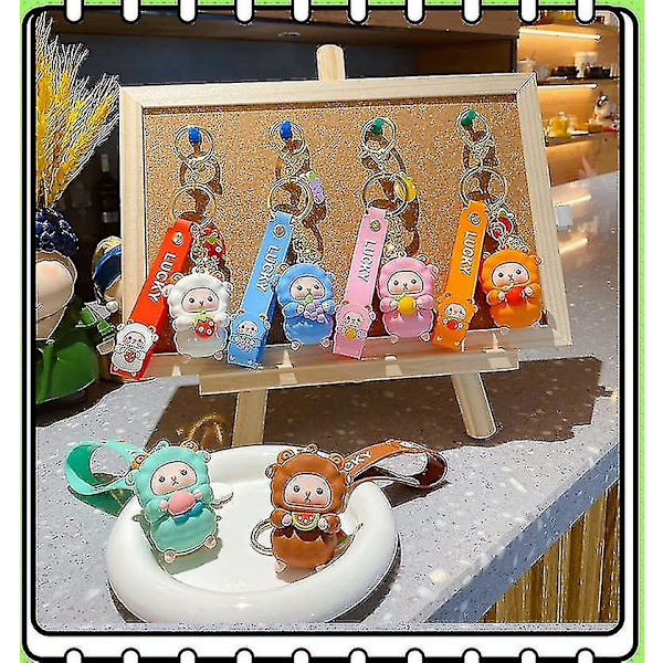 Wabjtam Män Kvinnor Söt Kawaii Håller Frukt Små Får Nyckelring Nyckelring, flickvän Pojke - spot sales