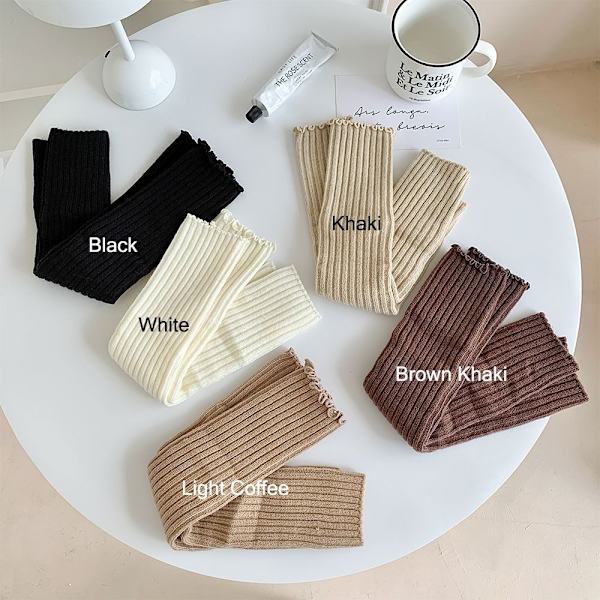 Ribbineulotut sääreenlämmittimet Y2K jalkalämmittimet KHAKI - varastossa Khaki