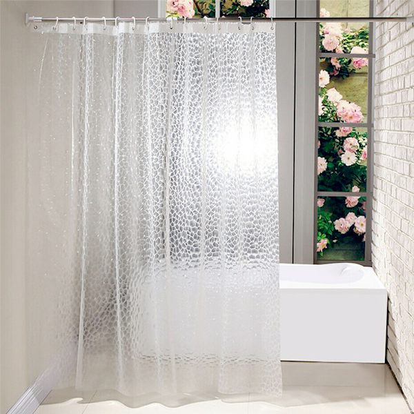 Duschdraperi Vattentät 3D Water Cube Clear Badrum - on stock