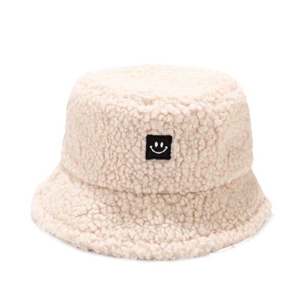 Ladies Smile Fluffy Bucket Hat Plysch varm fuskpäls Fisherman Ca - spot försäljning Beige