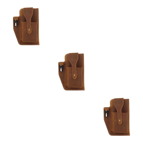 1/2/3 läder telefon hölster bältesväska Snygg midjeväska ficka - on stock Brown 3PCS