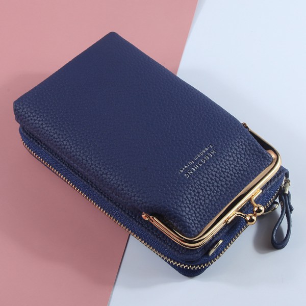 Mobilväska Plånbok Korthållare Väska med axelrem - on stock dark blue
