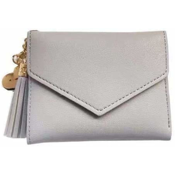 HHL liten plånbok för kvinnor，Ultra Slim Pu-läder kreditkortshållare Clutch-plånböcker för kvinnor grå - spot försäljning