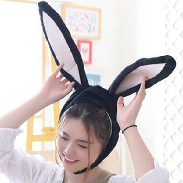 Cute Girl Pehmo Rabbit Ears Hat Earflap Cap Päänlämmittimet - korkea laatu Black