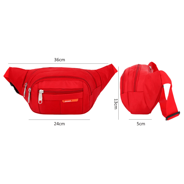 Kvinnor Män Bum Bag Zip Up Fanny Pack Midja Pengar Bälte Semesterresor Sportplånbok Pouch Bumbag - spot försäljning Red