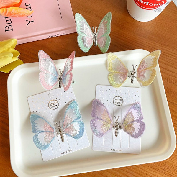 Butterfly Hårklämmor Double Layer Butterfly Clip ROSA - stock pink