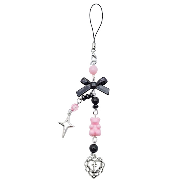 Goth Y2K telefon berlock hänge Kawaii-nyckelring för väska Söt tillbehör Kvinnor Gitarrband Lanyard pärlstav Nyckelring hänge - high quality null - Style 1
