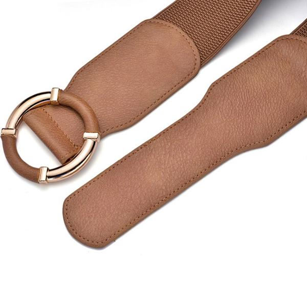 Dam stretch midjeband Elastiskt guld cirkel spänne BRUNT - on stock brown