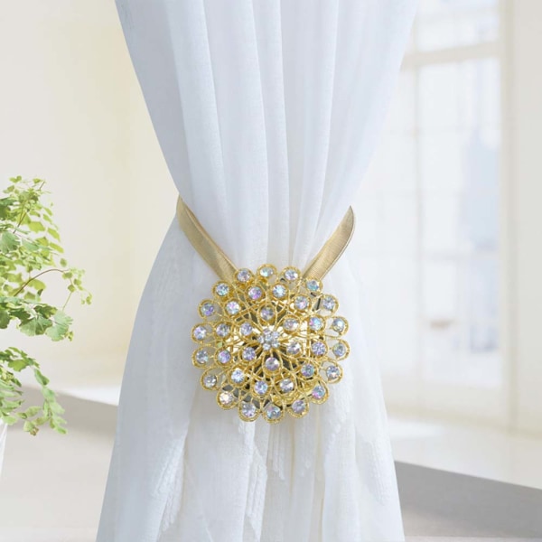 Magnetiska gardinbindningar Crystal Tie Backs Spänne Heminredning - high quality Golden Peacock Blue