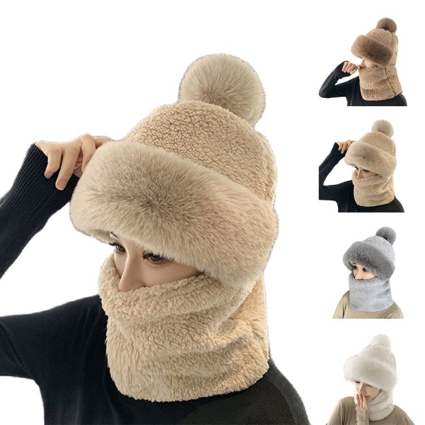 Pehmeä tuulenpitävä kaulahupullinen huivihattu talviulkoilunaisille naisille - korkea laatu Shallow khaki