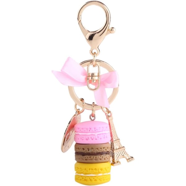 Nyckelring av harts och legering, söt nyckelring i macaronform med olika färger Eiffeltornet(B) - spot sales