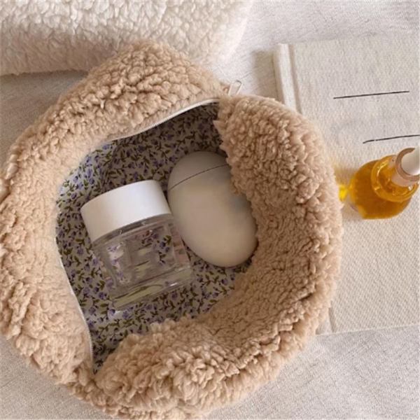 Kosmetisk förvaringsväska Plysch Makeup Organizer KAFFE - high quality Coffee