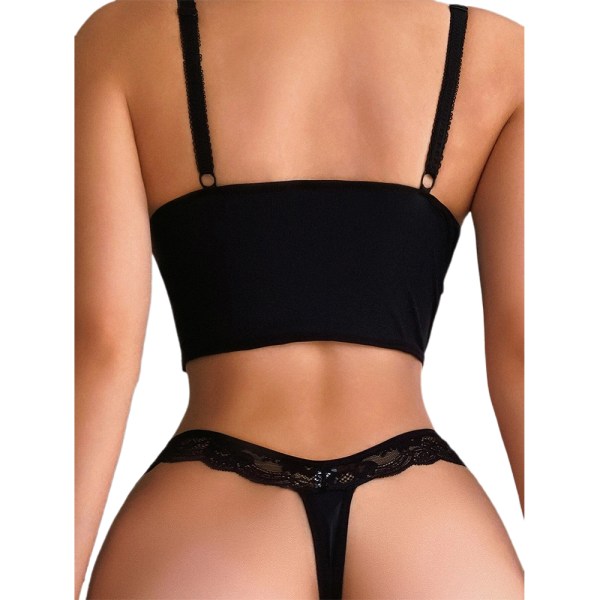 Kvinnor Sexiga Underkläder BH Trosor Underkläder Set Nattkläder - spot försäljning black L