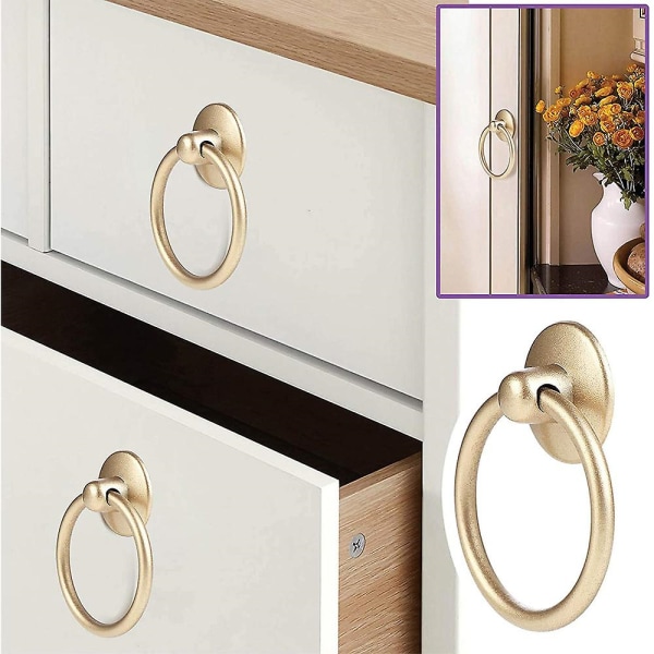 8st Vintage Skåp Ring Knoppar Runt Antik Låda Dra Handtag - high quality gold 8pcs