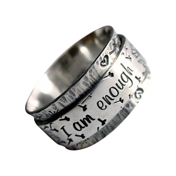 Double Dandelion Kaiverretut Kirjaimet Meditaatio Spinner Ring - Stock 12