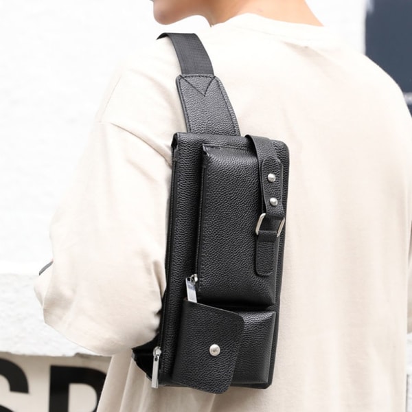 Läder midjeväska Fanny Pack VART - stock Black S