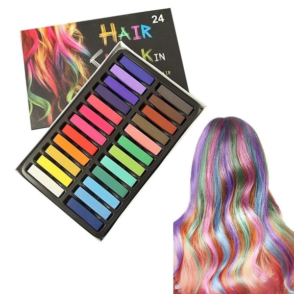 24 st olika färger Tvättbara tillfälliga hårkritpennor Vibrerande - spot sales