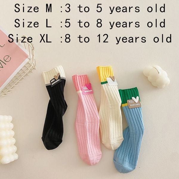 4 paria Cotton Stripe Socks Love Heart Sock -sukkia - varastossa XL