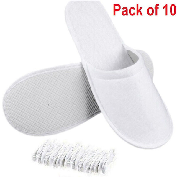 10 par engångstofflor Hotel Tofflor Spatofflor - on stock white