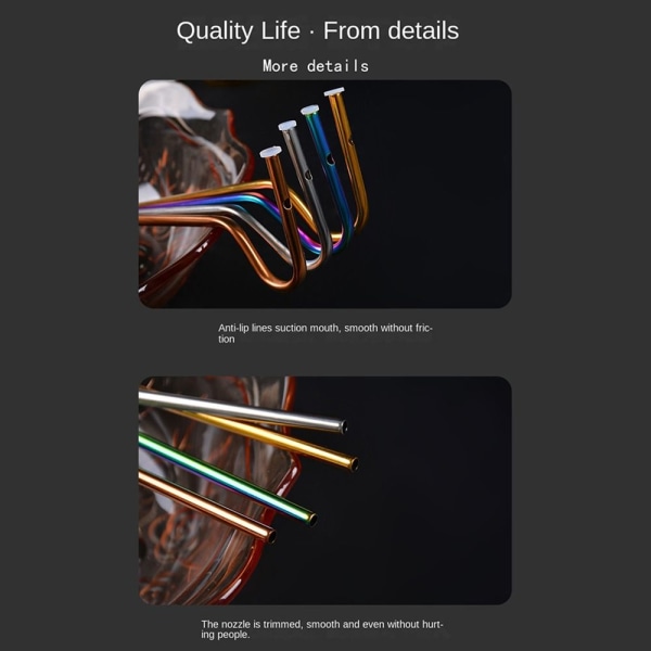 3/6ST Anti Wrinkle Straw Dricksug SILVER 3ST - high quality silver 3pcs-3pcs