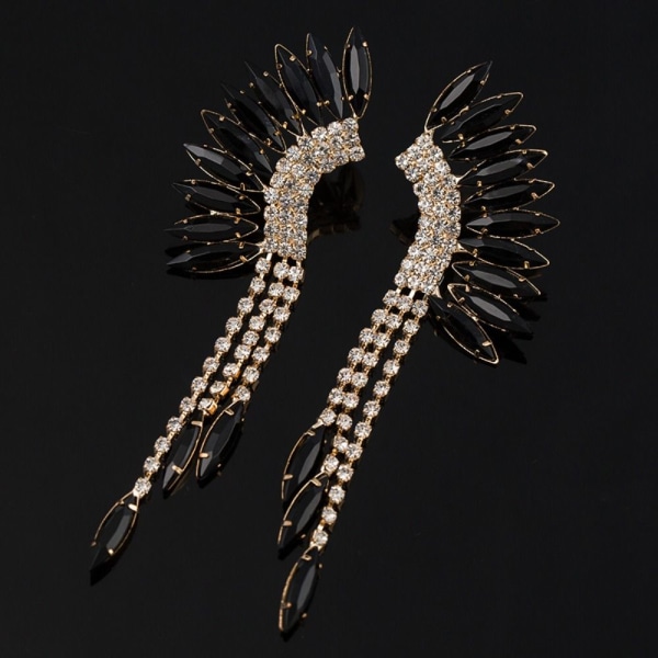 Kvinna Örhänge Lång Fringe Örhängen SVART - on stock black