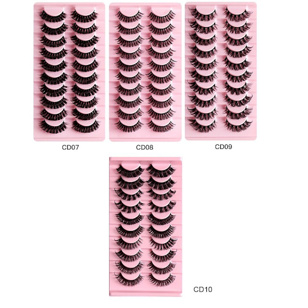 10 Pairs Lashes DD Curl Russian Volume Mink Hair Falske øyevipper - high quality