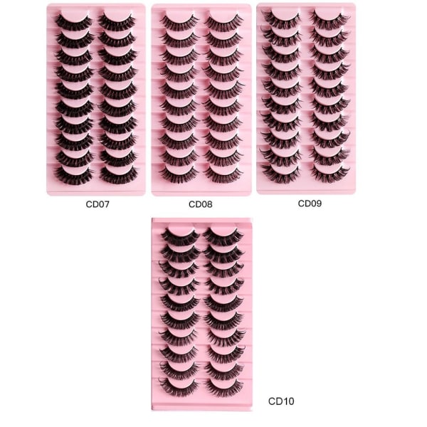 10 Pairs Lashes DD Curl Russian Volume Mink Hair Falske øyevipper - spot försäljning