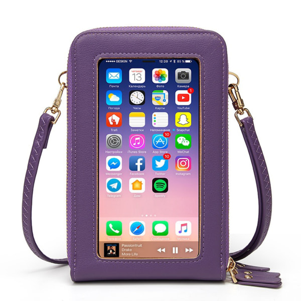 Kosketusnäytöllinen matkalaukku Crossbody Mobile Bag käsilaukku - spot-myynti purple