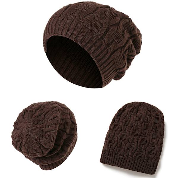 Casual Stickad Mössa Dam Vinter Mjuk Varm Stickad Beanie Hat - spot försäljning coffee
