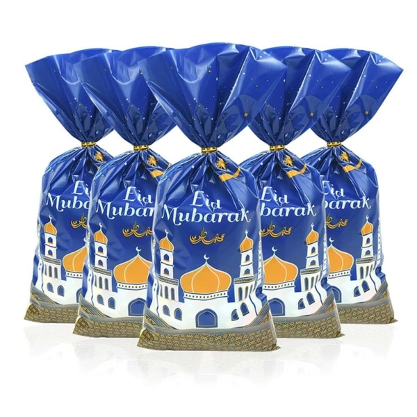 50st Eid Mubarak Presentpåsar Plastpåse BLÅ - high quality Blue