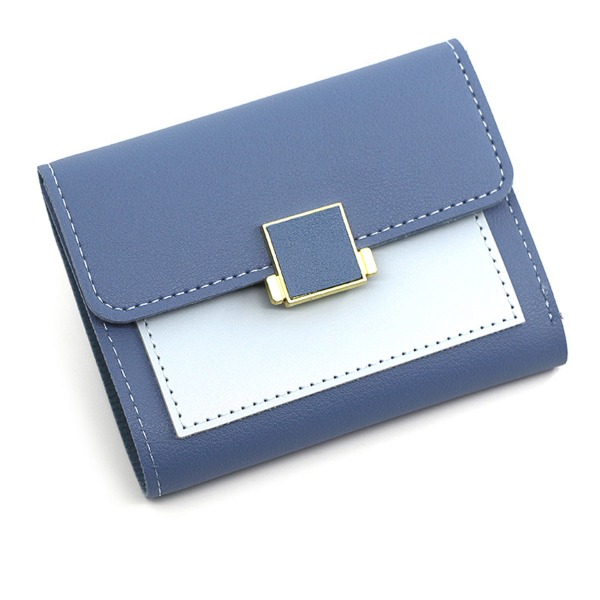 Små plånböcker för kvinnor Läder Bifold Plånbok Myntficka - on stock blue