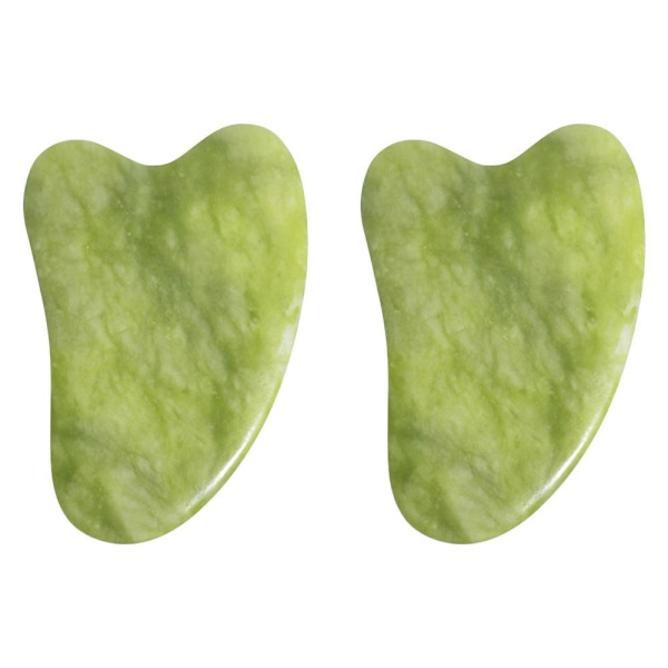 2st Jade Gua Sha Board GuaSha Skrapmassageverktyg Ansikte - stock