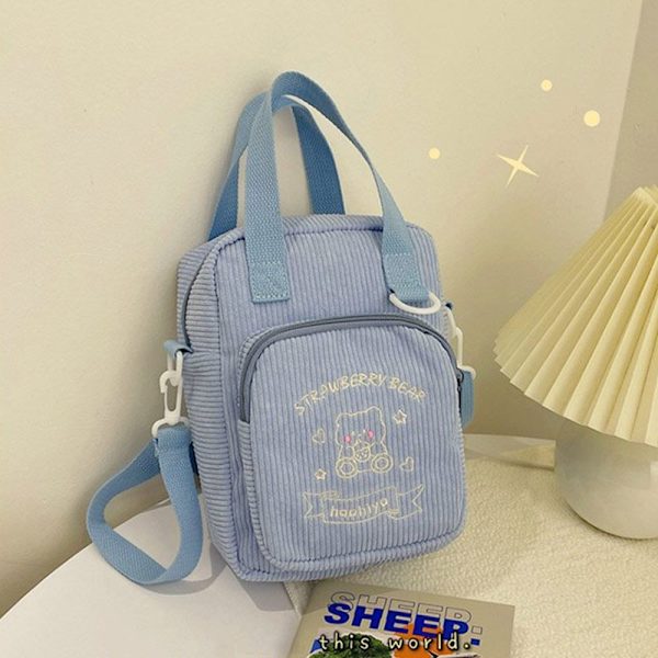 20CM Dockväska Genomskinligt fönster BLÅ MANDERVÄSKA - spot sales blue corduroy-corduroy
