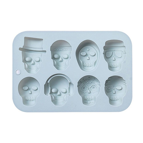 8 Grids Skull Gummies Halloween Shape PINK - varastossa