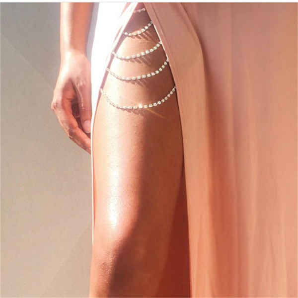 Flera lager Ben Body Chain Thigh Chain STIL 4-GULD - high quality Style 4-Gold