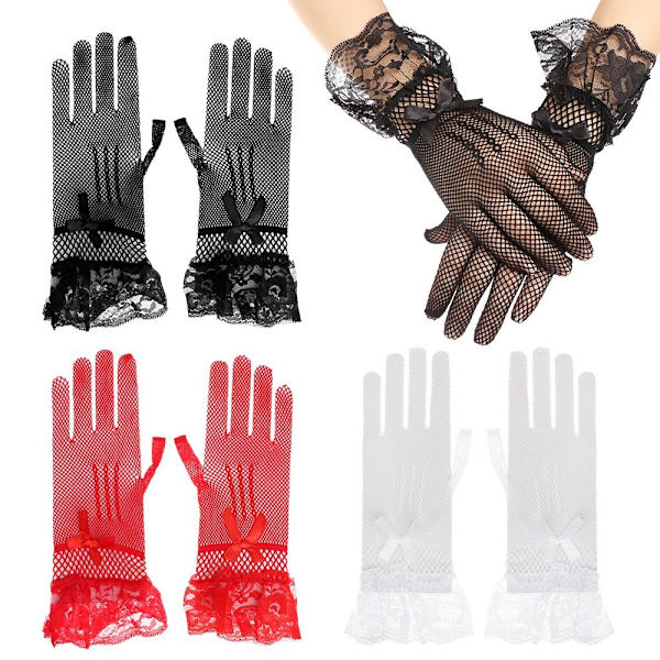 Fishnet Mesh Gloves Morsiushanskat RED - spot-myynti Red