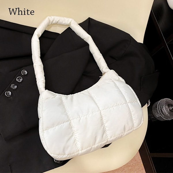 Quiltade Handväskor Bomull Vadderade Väskor VIT - on stock white