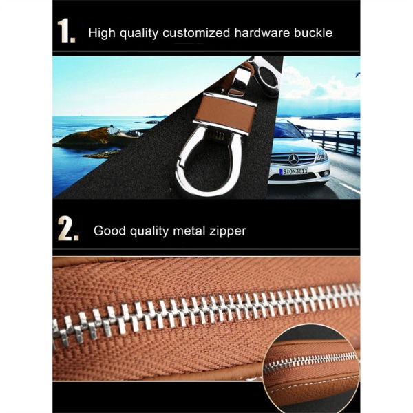 Auto Car Smart Key Case Remote Case Unisex Key Chain Holder Vetoketju - varastossa Coffee