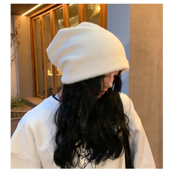 Mink Pile Cap Plush Pullover Hat MUSTA - korkea laatu black