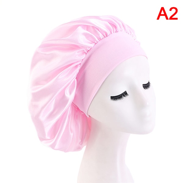 Fashion Big Size Satin Silk Bonnet Sleep Night Cap Head Cover - on stock Pink