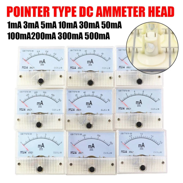 DC Amp Meters Analog Meter 0-50MA - on stock 0-50mA