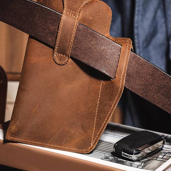 1/2/3 läder telefon hölster bältesväska Snygg midjeväska ficka - on stock Brown 1 Pc