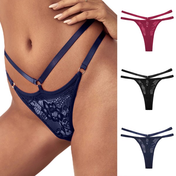 Naisten seksikäs G-String Lace Alushousut Alushousut Alusvaatteet - varastossa wine red L