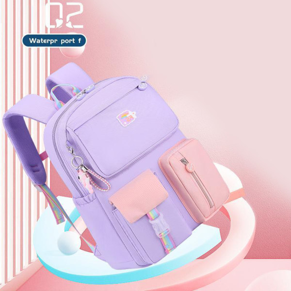 Regnbåge skolväska, flicka tecknad skolväska resväska - spot försäljning purple M