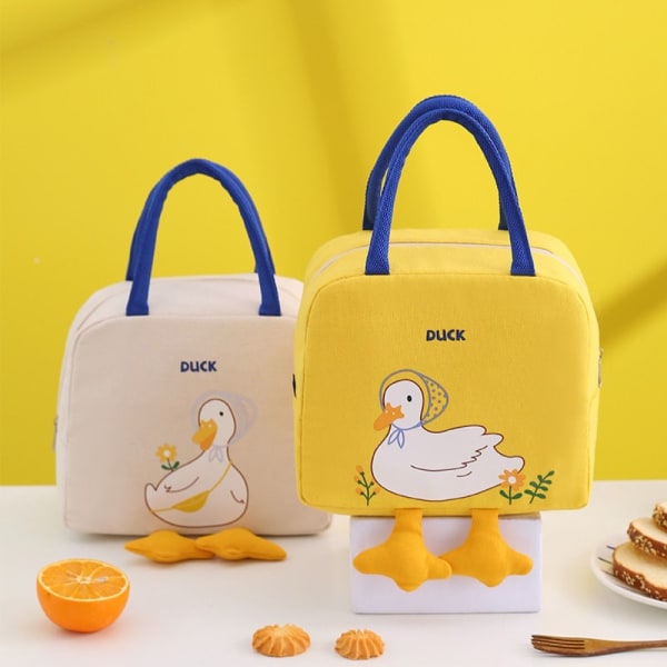 Bärbar söt Cartoon Duck Cooler Lunchväska - spot försäljning black