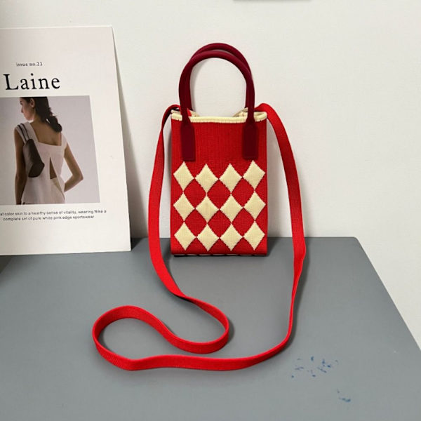 Kedjeaxel Crossbody-väska Stickad handväska för kvinnor ORANGE - stock orange