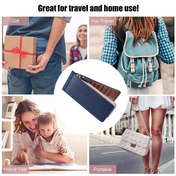 Kreditkortshållare i läder för kvinnor, integrerad multi - spot försäljning Brown+Dark Blue+Bronze
