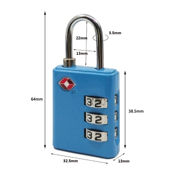 TSA Customs Code Lock Bagage Lösenordslås BLÅT - spot sales Blue
