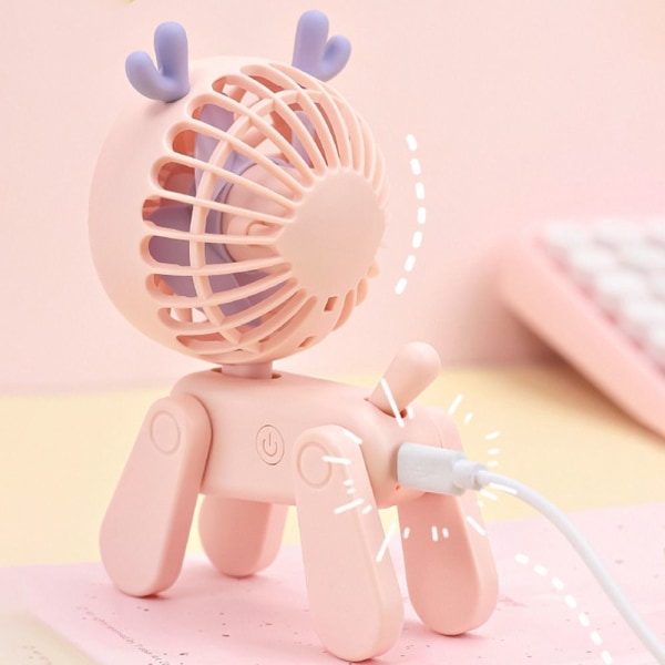 Mini Cartoon Pet Fan USB Sähkötuuletin BEIGE DEER DEER - spot-myynti Beige deer-deer